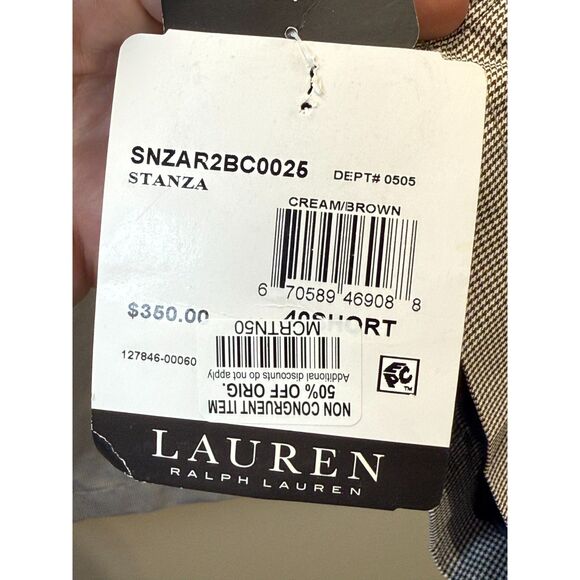 Lauren Ralph Lauren Stanza Men’s 40S Cream Puppytooth Rain Coat Classic Fit NWT - Picture 4 of 9